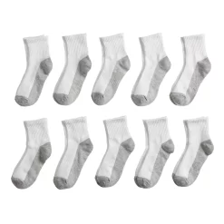 Boys' Tek GearĀ® 10-Pack Lightweight Quarter-Crew Performance Socks
