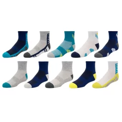 Boys Tek Gear® 10-Pack Lightweight Quarter-Cut Performance Socks