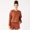 Women's Tek Gear® Ultrasoft Fleece Easy Crop Sweatshirt -Tek Gear Fashion 5543908 Cinnamon Coffee