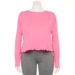 Plus Size Tek GearĀ® Lettuce-Edge Cross-Back Top