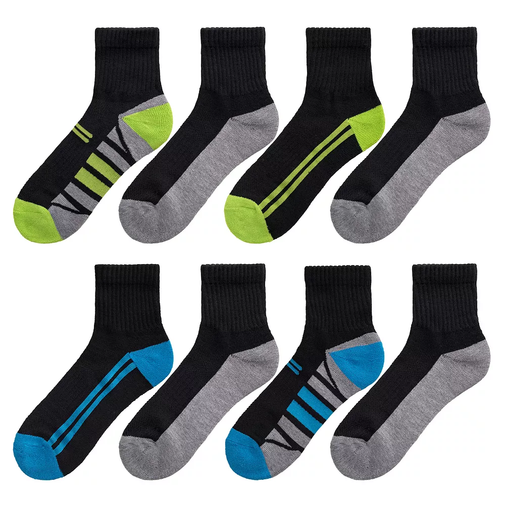 Boys Tek Gear® Cushioned 8-pack Performance Quarter Socks 3 Boys Tek Gear® Cushioned 8-pack Performance Quarter Socks