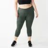 Plus Size Tek Gear® Essential High-Waisted Capri Leggings -Tek Gear Fashion 6264904 Olive Cheetah